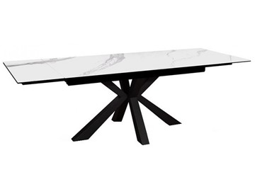 Стол на кухню раздвижной DikLine SFE140 Керамика Белый мрамор/подстолье черное/опоры черные (2 уп.) в Элисте - предосмотр