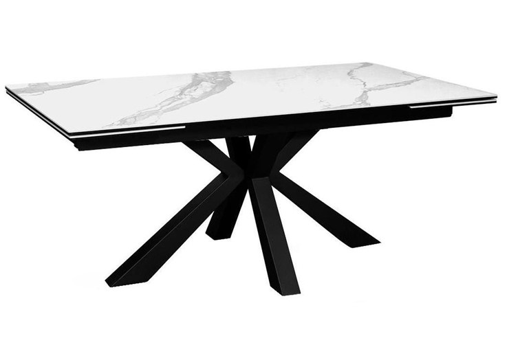 Стол на кухню раздвижной DikLine SFE160 Керамика Белый мрамор/подстолье черное/опоры черные (2 уп.) в Элисте - изображение 1