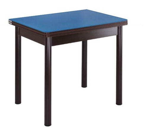 Кухонный пристенный стол СПА-01 СТ2, венге ЛДСП/стекло синие/38 прямые трубки крашеные коричневый в Элисте - изображение
