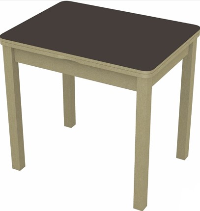 Кухонный раскладной стол Бари дерево №8 (стекло коричневое/дуб выбеленный) в Элисте - изображение