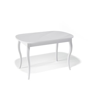 Обеденный раздвижной стол Kenner 1300C (Белый/Стекло белое глянец) в Элисте