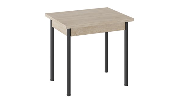 Кухонный раздвижной стол Родос тип 2 с опорой d40 (Черный муар/Дуб Сонома) в Элисте - изображение