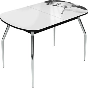 Кухонный раздвижной стол Ривьера исп.2 хром №5 (Exclusive h111/черный) в Элисте