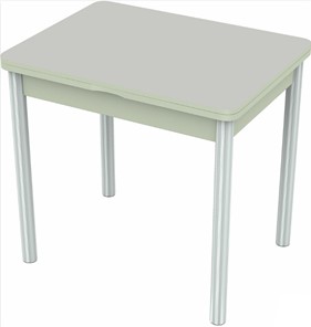 Кухонный стол раскладной Бари хром №6 (стекло белое/белый) в Элисте - предосмотр