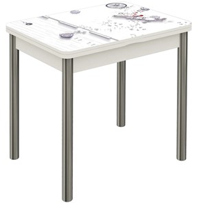 Кухонный стол раздвижной Бари хром №6 (Exclusive h174/белый) в Элисте - предосмотр