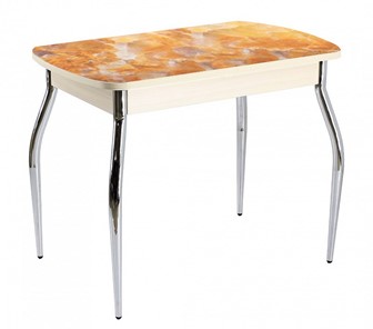 Кухонный стол раскладной ПГ-07 СТФ, дуб молочный лдсп/оникс/35 хром гнутые в Элисте - предосмотр