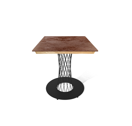 Кухонный обеденный стол SHT-TU3-1/ТT8 60/60 (черный муар/прозрачный лак/коричневая сепия) в Элисте - изображение