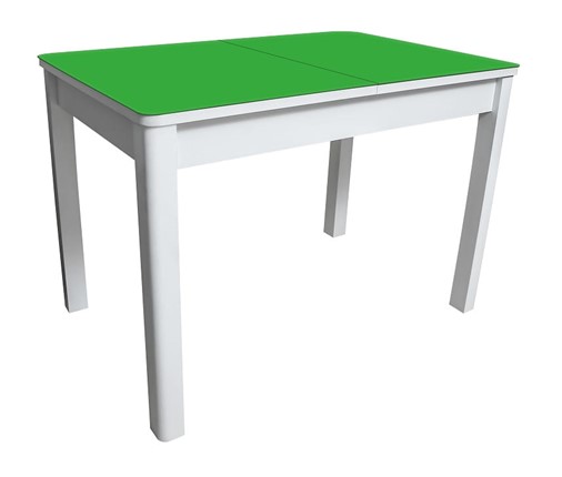 Стол обеденный Айсберг-05 СТ2, белое ЛДСП/стекло зеленое/прямые массив белый в Элисте - изображение