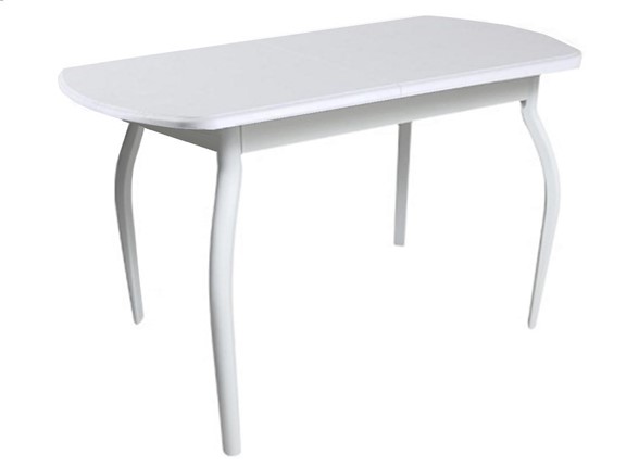 Кухонный стол ПГ-04 ЛДСП, белый ЛДСП/32 гнутые крашеные металл белый в Элисте - изображение