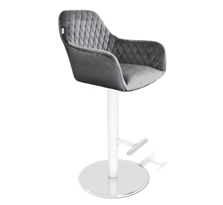 Барный стул SHT-ST38 / SHT-S128 (угольно-серый/хром/белый муар) в Элисте