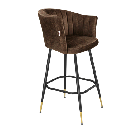 Барный стул SHT-ST42-1 / SHT-S148 (кофейный трюфель/черный муар/золото) в Элисте - изображение