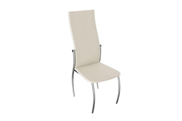 Обеденный стул Комфорт-М, цвет Хром, Бежевый Аллигатор к/з 218 (белый перламутр) в Элисте - изображение