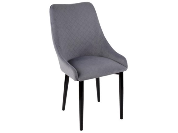 Обеденный стул Хэнк каркас металл черный, велюр ромб серый в Элисте - изображение