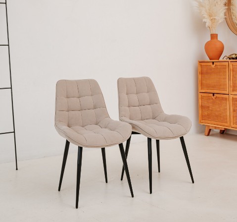 Комплект из 2-х кухонных стульев Комфорт бежевый черные ножки в Элисте - изображение 1