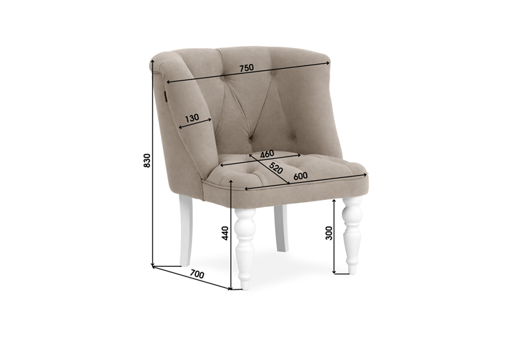 Мягкое кресло Бриджит бежевый ножки белые в Элисте - изображение 3