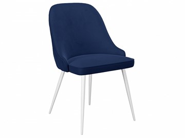 Обеденный стул 256, микровелюр К17 синий, ножки белые в Элисте