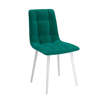 Обеденный стул Белла, велюр тенерифе изумруд/Цвет металл белый в Элисте - изображение