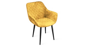Обеденный стул Дастин К1С (Черный муар/Микровелюр Wellmart Yellow) в Элисте - предосмотр