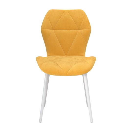 Обеденный стул Дора, велюр тенерифе куркума/Цвет металл белый в Элисте - изображение 1