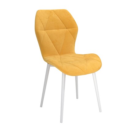 Обеденный стул Дора, велюр тенерифе куркума/Цвет металл белый в Элисте - изображение