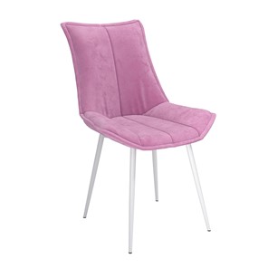 Обеденный стул Фло, велюр тенерифе розовый/Цвет металл белый в Элисте - предосмотр