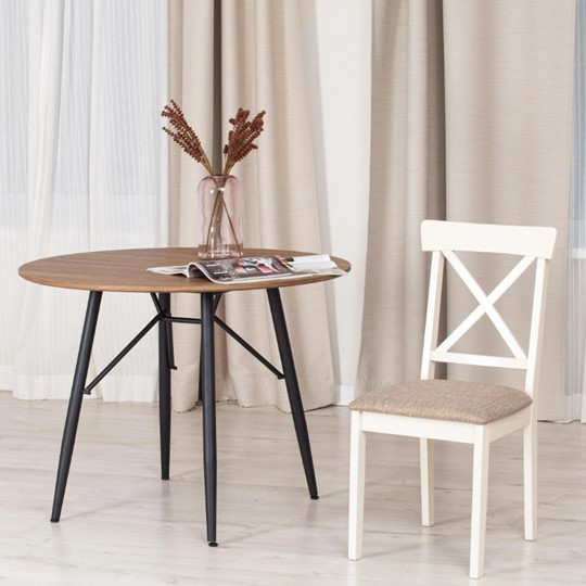 Кухонный стул Гольфи 2, дерево гевея 45х51х94 Ivory white/ткань кор.-зол 1505-9 (2 шт) арт.14117 в Элисте - изображение 9