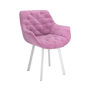 Обеденный стул Квинта, велюр тенерифе розовый/Цвет металл белый в Элисте
