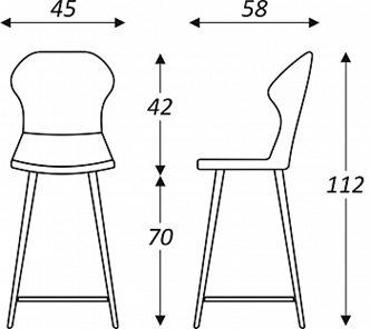 Кухонный стул Марио барный(Бордо Т175/ноги черные) в Элисте - предосмотр 2