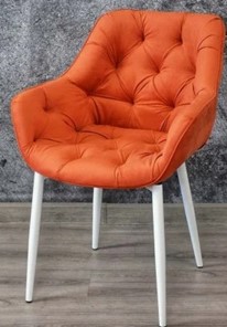 Мягкий стул Саваж оранжевый, ножки белые в Элисте