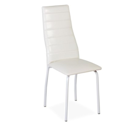 Кухонный стул Волна, прошивка горизонтально, каркас металл белый, Аттика белый в Элисте - изображение