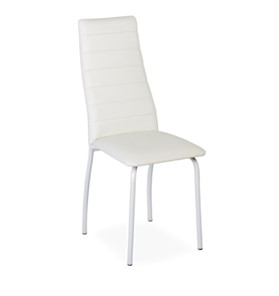 Обеденный стул Волна, прошивка горизонтально, каркас металл белый, экотекс белый в Элисте