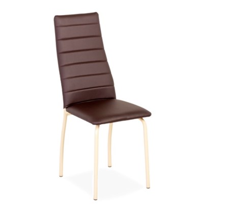 Кухонный стул Волна, прошивка горизонтально, каркас металл бежевый, экотекс шоколад в Элисте - изображение