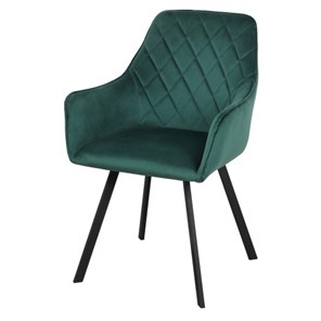 Кухонный мягкий стул-кресло Мадрид СРП-056 эмаль черная Веллюто темно-зеленый в Элисте - предосмотр