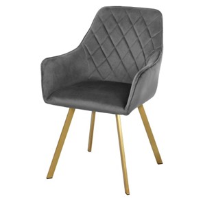 Мягкий кухонный стул-кресло Мадрид СРП-056 эмаль голд веллюто серый в Элисте - предосмотр