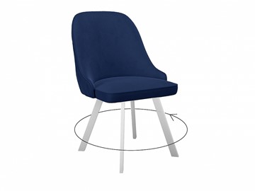 Обеденный стул 266 поворотный, микровелюр K17 синий, ножки белые в Элисте