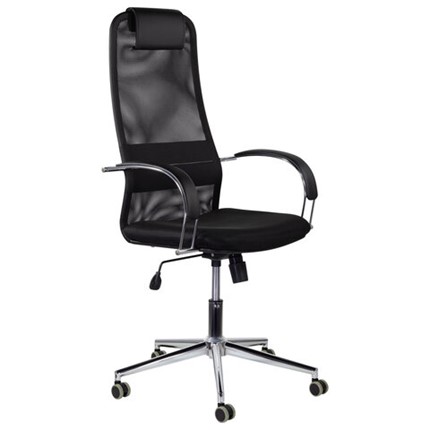 Кресло Brabix Premium Pilot EX-610 CH (хром, ткань-сетка, черное) в Элисте - изображение