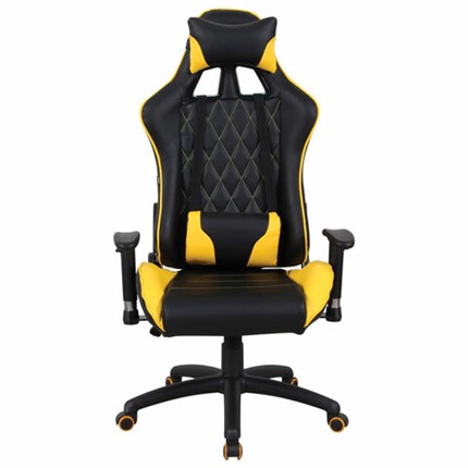 Кресло компьютерное Brabix GT Master GM-110 (две подушки, экокожа, черное/желтое) 531927 в Элисте - изображение