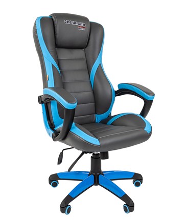 Кресло офисное CHAIRMAN GAME 22 эко кожа, серый/голубой в Элисте - изображение