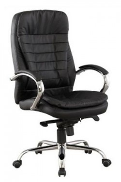 Кресло J 9031-1 нат. кожа /хром, черный в Элисте - изображение