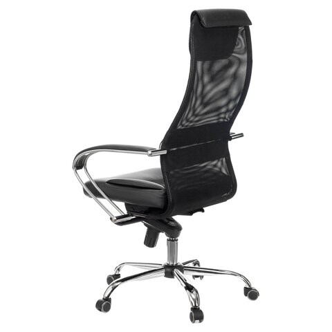 Кресло компьютерное Brabix Premium Stalker EX-609 PRO (хром, мультиблок, ткань-сетка/экокожа, черное) 532416 в Элисте - изображение 4