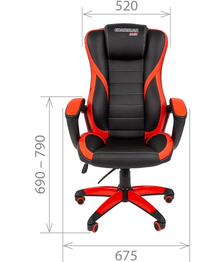 Офисное кресло CHAIRMAN GAME 22 эко кожа, черный/красный в Элисте - изображение 1