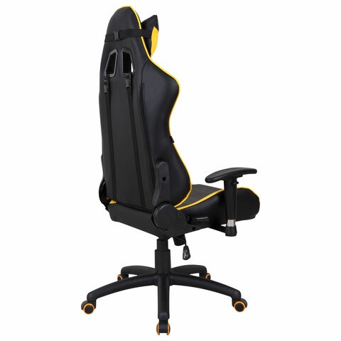 Кресло компьютерное Brabix GT Master GM-110 (две подушки, экокожа, черное/желтое) 531927 в Элисте - изображение 2