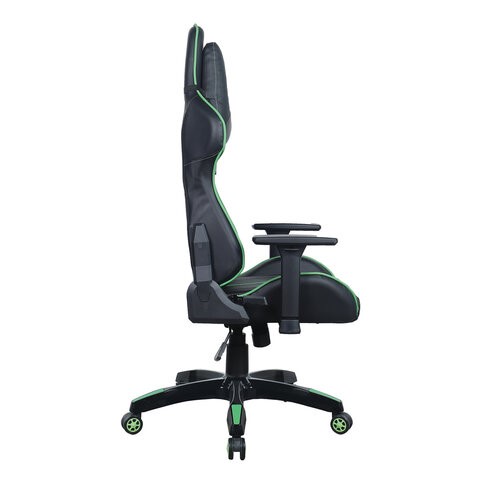 Кресло Brabix GT Carbon GM-120 (две подушки, экокожа, черное/зеленое) в Элисте - изображение 1