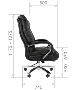 Кресло компьютерное CHAIRMAN 405 черное нат.кожа/экокожа в Элисте - предосмотр 4