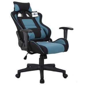 Офисное кресло Brabix GT Racer GM-100 (две подушки, ткань, черное/голубое) в Элисте - предосмотр 1