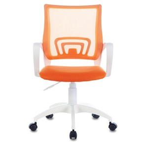 Кресло компьютерное Brabix Fly MG-396W (с подлокотниками, пластик белый, сетка, оранжевое) в Элисте - предосмотр 1