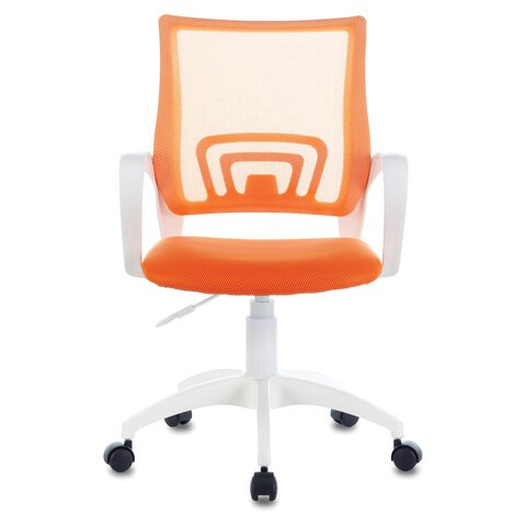 Кресло компьютерное Brabix Fly MG-396W (с подлокотниками, пластик белый, сетка, оранжевое) в Элисте - изображение 1