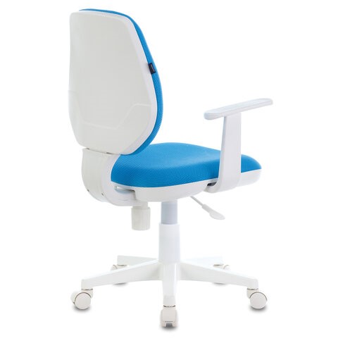 Офисное кресло Brabix Fancy MG-201W (с подлокотниками, пластик белый, голубое) в Элисте - изображение 3