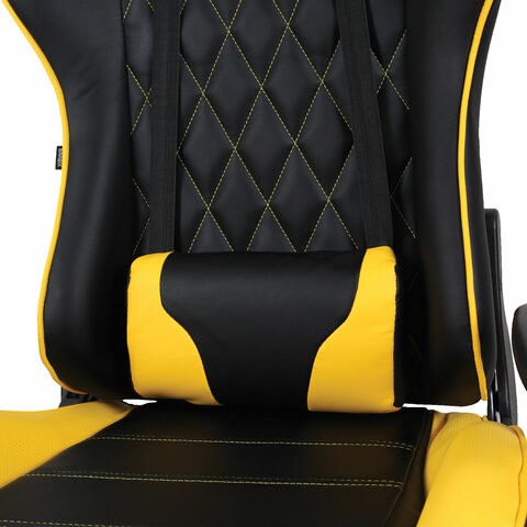 Кресло компьютерное Brabix GT Master GM-110 (две подушки, экокожа, черное/желтое) 531927 в Элисте - изображение 7