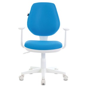 Офисное кресло Brabix Fancy MG-201W (с подлокотниками, пластик белый, голубое) в Элисте - предосмотр 1